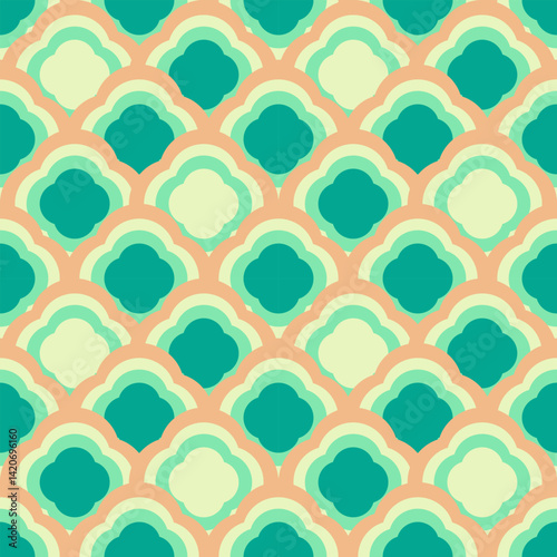 abstract seamless pattern with circles Japan style 