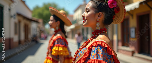 Refined Festa Junina Costumes: Traditional Attire, Intricate Designs, Culturally Enriched Styling - Premium High Resolution Stock Photo for Editorial Use, Left Space