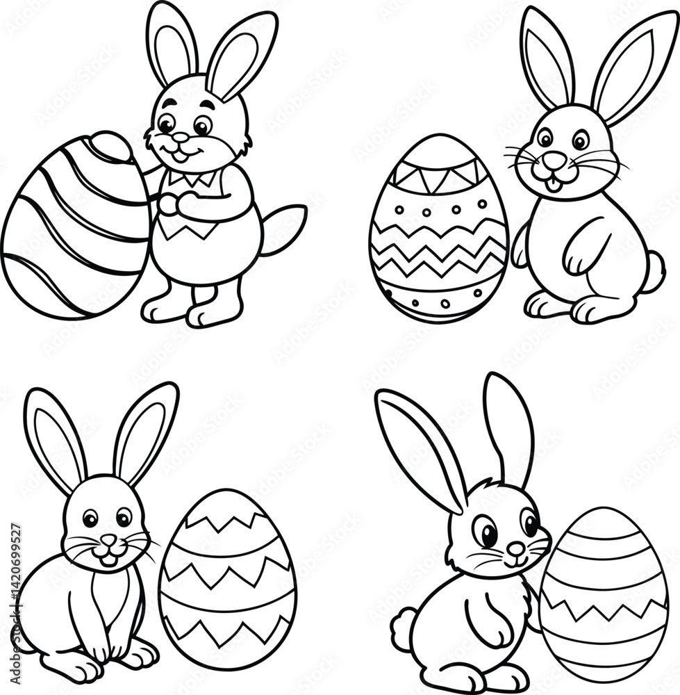 Fototapeta premium Cute and Creative Easter Coloring Pages for Kids and Adults.