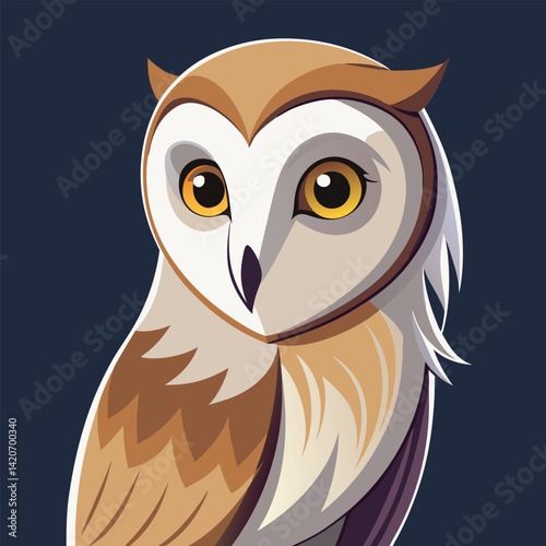 A curious barn owl tilts its head, observing with dark eyes.
