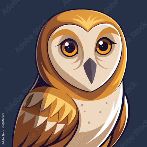 A curious barn owl tilts its head, observing with dark eyes.
