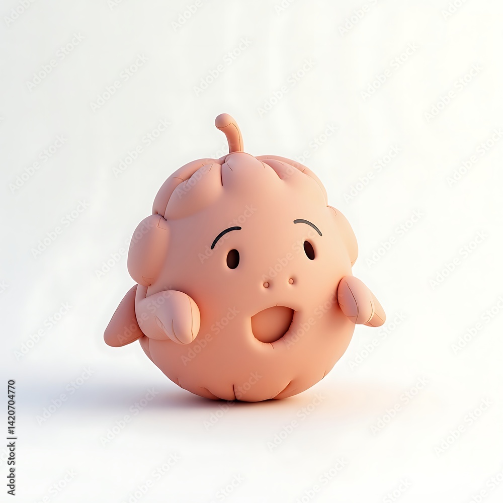 Fototapeta premium Adorable Pink Blob Character Design: 3D Render