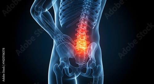 Human Spine Pain Lower Backache Medical Illustration