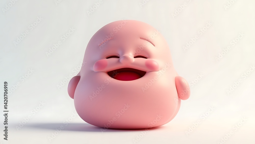 Smiling Pink Blob Character Design Smiling Pink Blob Character Design