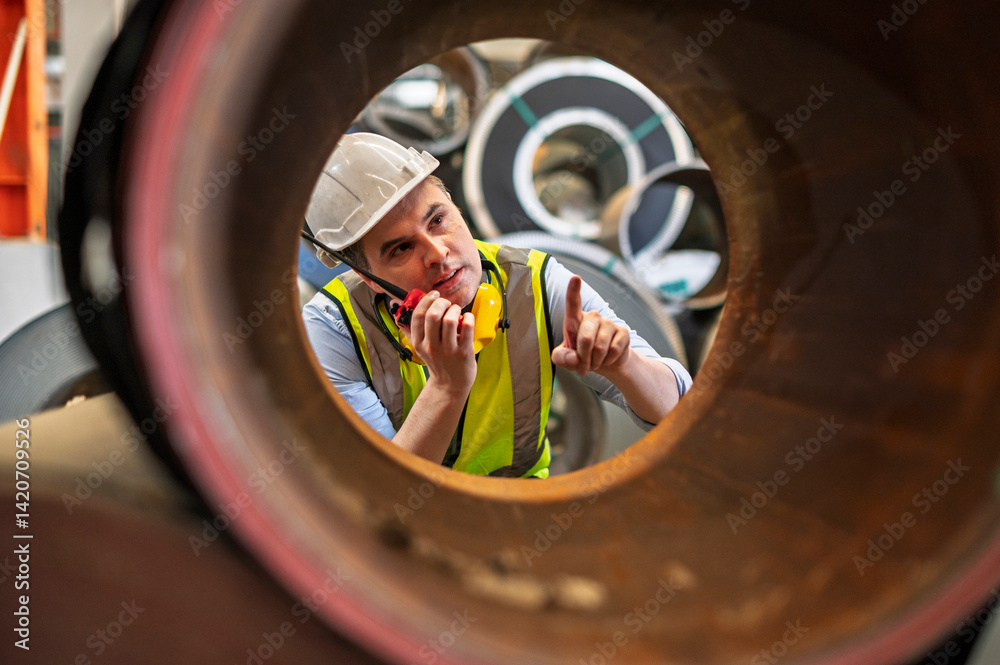 Engineer working service and plan of maintenance machine in heavy industrial factory