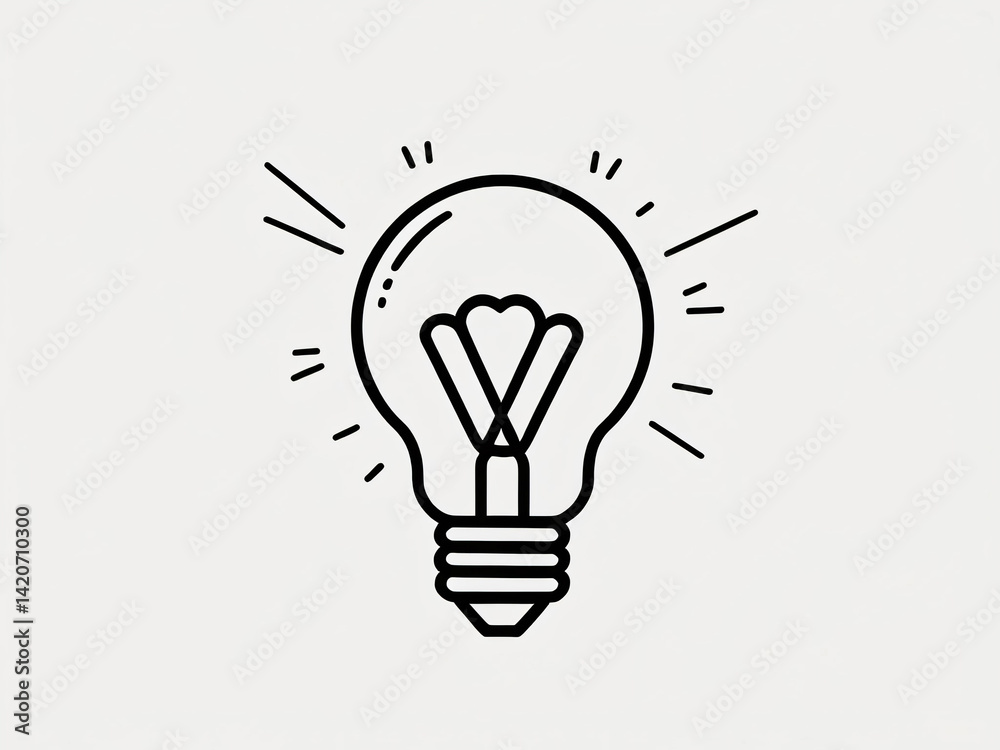The light bulb icon is drawn in black and white with a clean look. The light bulb icon is drawn in black and white with a clean look.