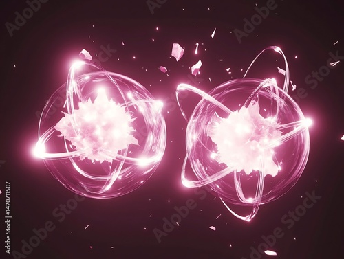 them Futuristic D molecular rendering with glowing atoms bonding and digital energy pathways interacting between