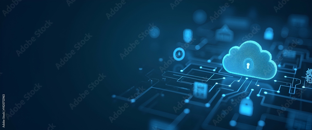 Naklejka premium Enhancing Cloud Computing Security: Advanced Encryption Protocols & Cyber Defense Strategies for Safeguarding Enterprise Data Integrity in Photo Stock Concept