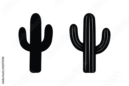 Cactus icon silhouette on white background