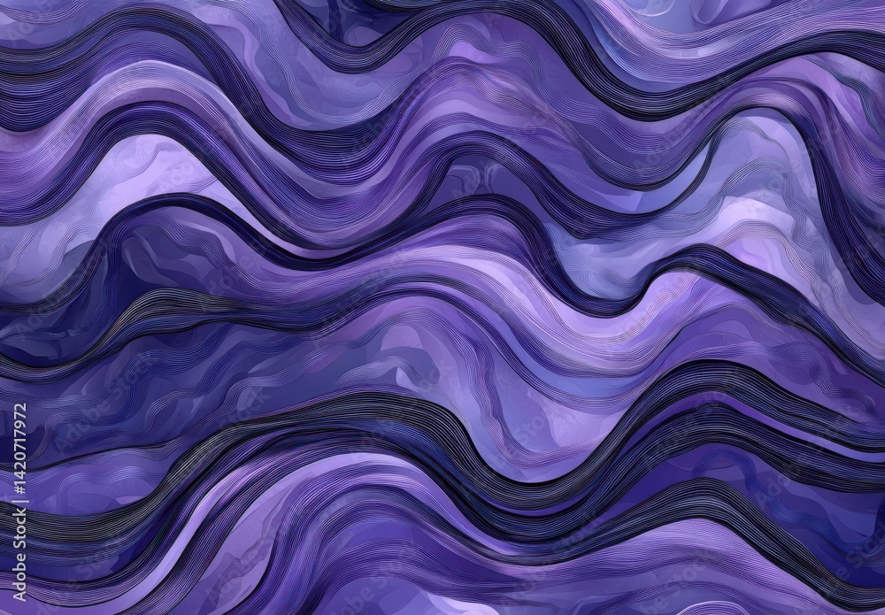 Abstract Waves in Shades of Purple, Fluid Patterns of Motion and Flow, Deep Tones and Light Hues Creating Serene Visual Disturbances in Art Abstract Waves in Shades of Purple, Fluid Patterns of Motion and Flow, Deep Tones and Light Hues Creating Serene Visual Disturbances in Art