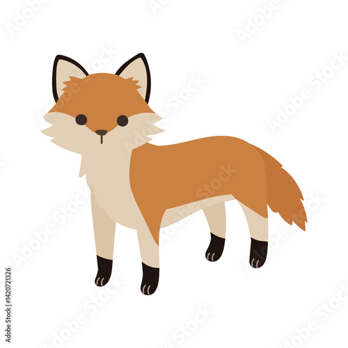 四足歩行のかわいいキツネのイラスト