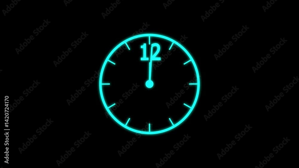 clock icon with moving arrows in 12 hour loop. animation. Alpha clock icon with moving arrows in 12 hour loop. animation. Alpha