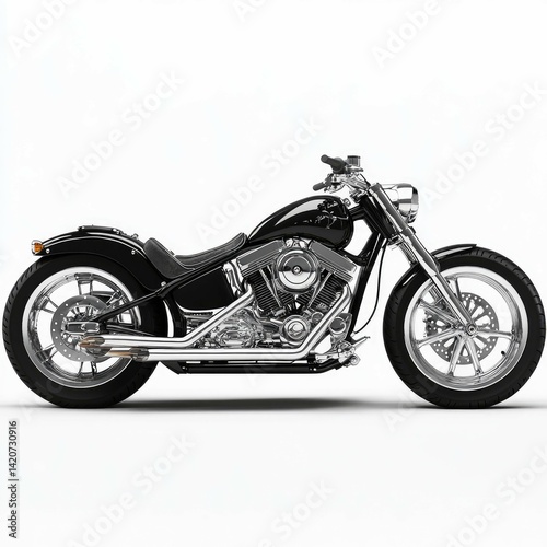 Black Custom Chopper Motorcycle: Chrome, Power, and Style