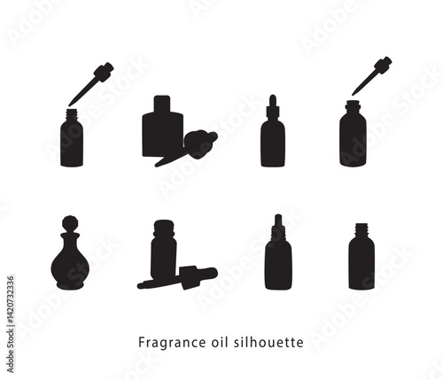 Fragrance Oil Silhouette Set vector