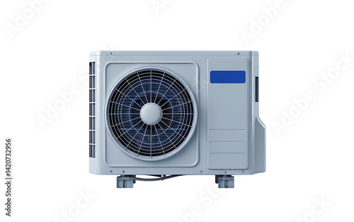 Air conditioning unit displayed in a bright setting, showcasing modern design and functional features for efficient cooling and comfort