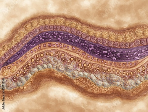 process cross section showing intracellular bacterial reproduction digital photo