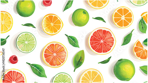 Fresh and Vibrant Citrus Fruit Pattern for Summer Design