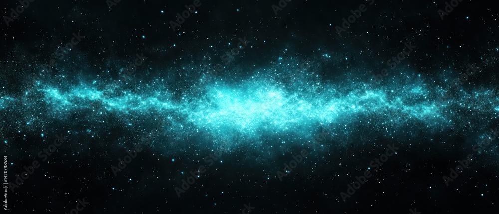 Obraz premium Celestial Nebula: A Teal Galactic River