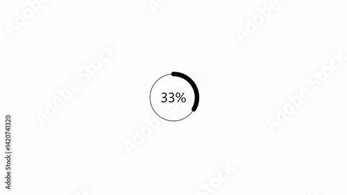 100% pie chart percentage animation from 0 to 100% in a circular round presentation.Ideal for business growth,reports,Processing Loading Bar, Loading Progress Bar, Downloading Icon Animation.
