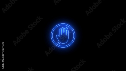 Very nice Stop hand sign animation. Stop flashing. Do not enter stop red sign with hand animation. Prohibition sign. Stop palm gesture.