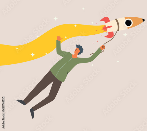 fly with imagination, go beyond you can do, big dream concept. vector illustration, flat illustration