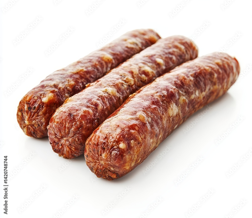 Fresh Natural Sausages on a White Background Ideal for Culinary Photography and Food Recipes Featuring High-Quality Ingredients and Authentic Flavor Fresh Natural Sausages on a White Background Ideal for Culinary Photography and Food Recipes Featuring High-Quality Ingredients and Authentic Flavor