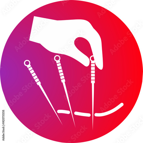 Acupuncture needle icon vector instagram theme circle logo with border line. Perfect for logo or health education or organization