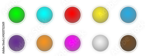 Icon set with gradient fill and 3d shape | Button set with white background luxury model for presentation, web, signal, business, decoration | Creative premium ten Circular abstract vector shape