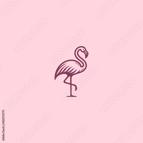 Flamingo Logo – Stylish flamingo with long neck in minimalist line art.