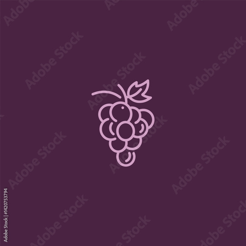 Simple Minimal Grape Logo – Cluster of grapes in a clean and modern line art design.