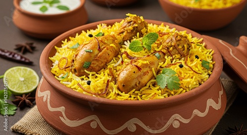 Delicious and Aromatic Chicken Biryani Served in Traditional Clay Pot
