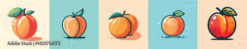 Collection of modern apricot fruit vector designs