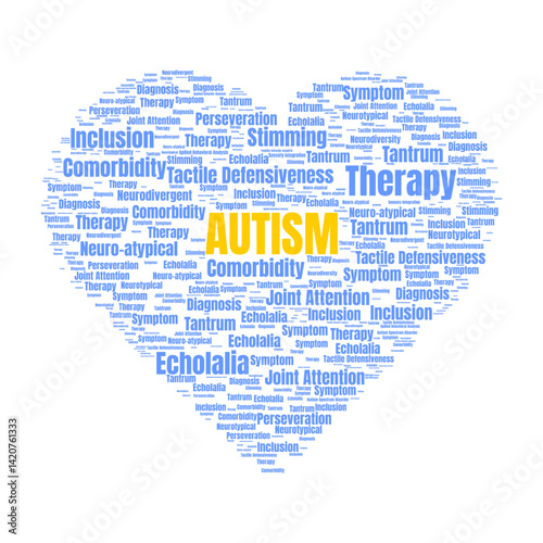 Heart-Shaped Autism Word Cloud With Related Concepts and Terms
