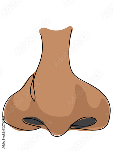 The nose is in a continuous line, drawing on a white background.