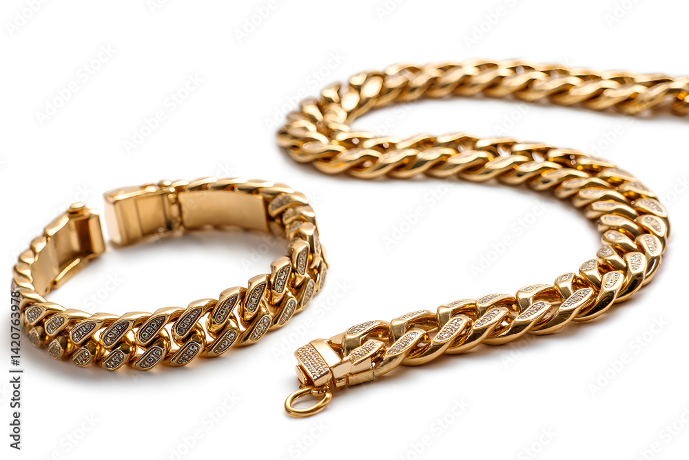 Luxurious Gold Chain and Bracelet Set Sparkling Elegance and Opulence Luxurious Gold Chain and Bracelet Set Sparkling Elegance and Opulence