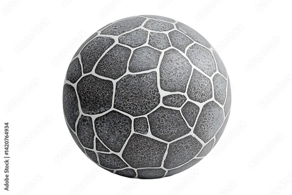 Fototapeta premium Textured Gray Sphere: Stone-Like Mosaic Pattern on White