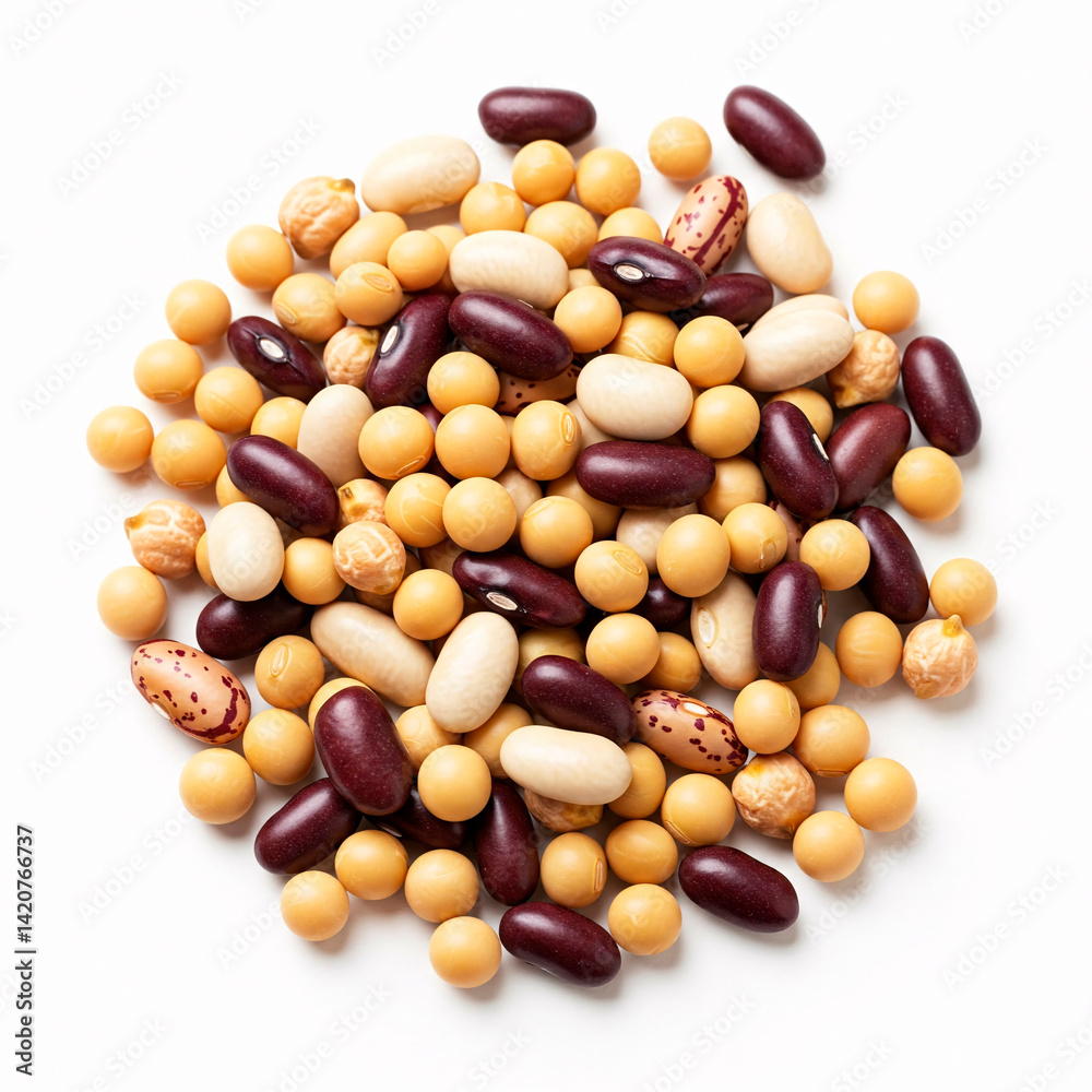 Mixed beans isolated on white background. Top view. Flat lay. Mixed beans isolated on white background. Top view. Flat lay.