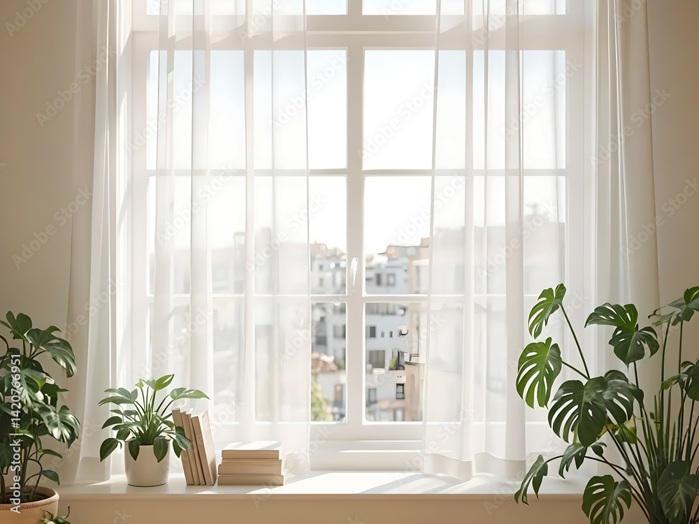 Fototapeta premium Interior and Nature Backgrounds – Modern Rooms and Outdoor Views