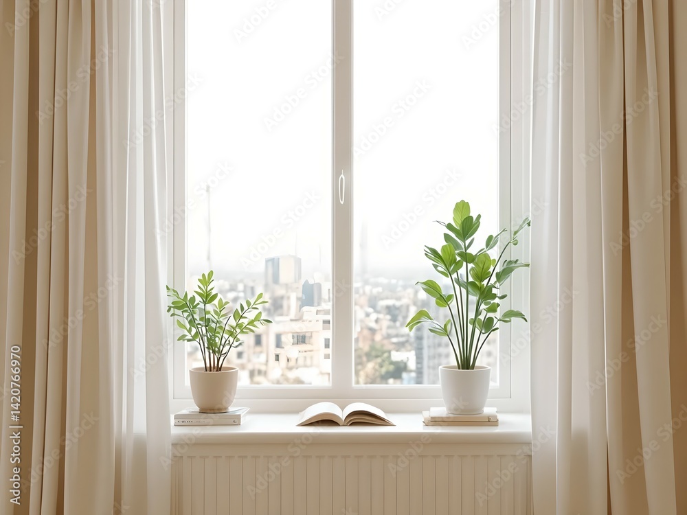 Fototapeta premium Interior and Nature Backgrounds – Modern Rooms and Outdoor Views