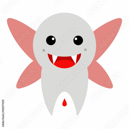 Evil Tooth Fairy Cartoon Character Vector Illustration with Simple Gradients and Dark Humor Style
