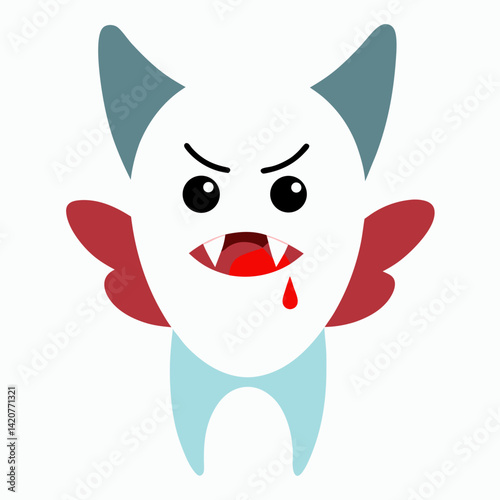 Evil Tooth Fairy Cartoon Character Vector Illustration with Simple Gradients and Dark Humor Style