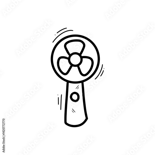Hand Drawn Electric Hand Fan Illustration. Doodle Vector. Isolated on White Background - EPS 10 Vector