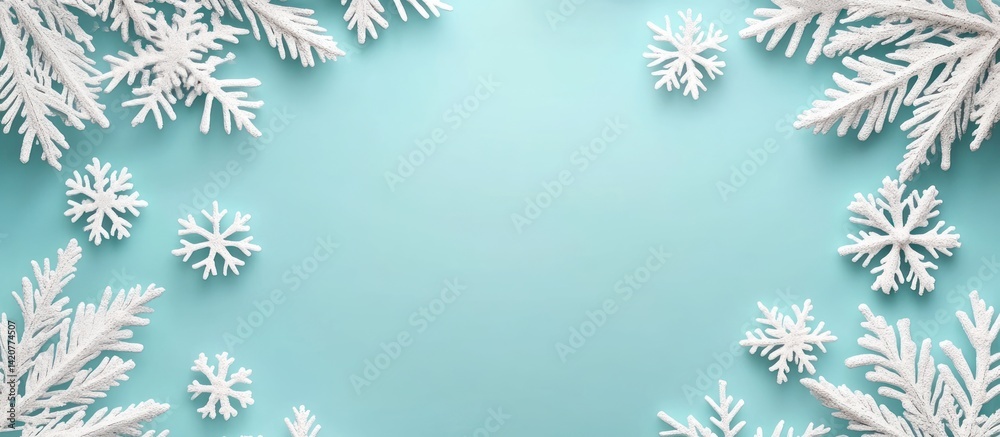 Elegant winter holiday background with snowflakes and frosty branches design Elegant winter holiday background with snowflakes and frosty branches design