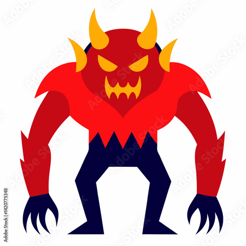 Ugly Devil with Big Claws Vibrant and Strange Creature Illustration for Dark Fantasy Projects