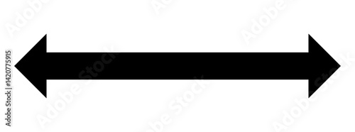 Long double arrow. Black two side arrow isolated on white background