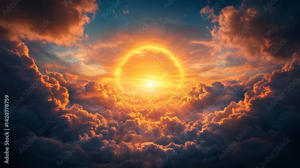 Fototapeta premium Breathtaking sunset illuminating the sky with vibrant clouds