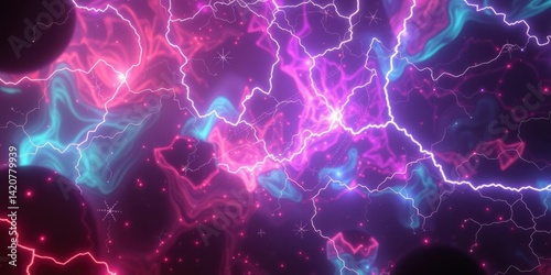 Electric Purple Pink Nebula Lightning Storm Background