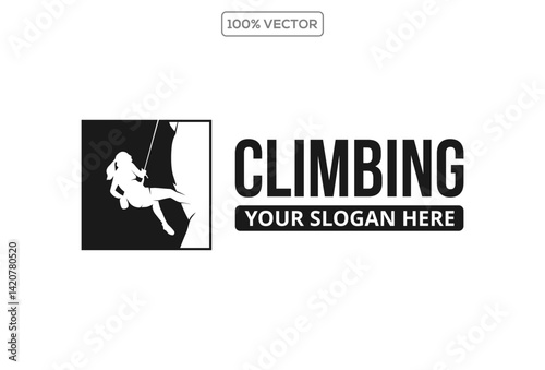 Rock Climbing Vector Image, Art and Design icon template