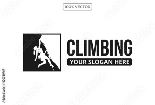 Rock Climbing Vector Image, template illustration