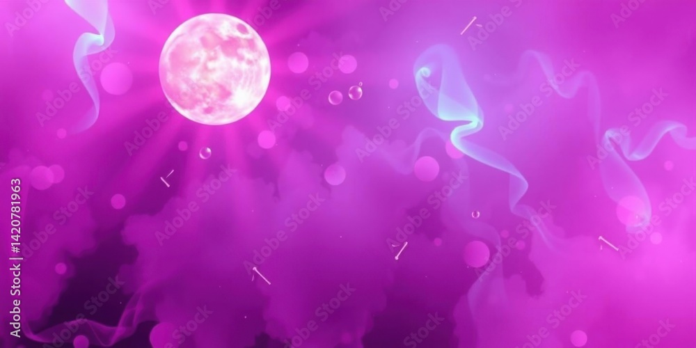 Pink Moon Cosmic Background Abstract Nebula Space Galaxy Design